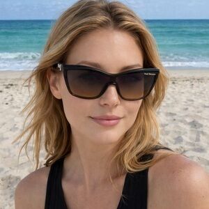 True Religion NWT-Black with Brown Women's Sunglasses